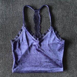 Blue Velvet Lace Trim Cami Top- Size S US